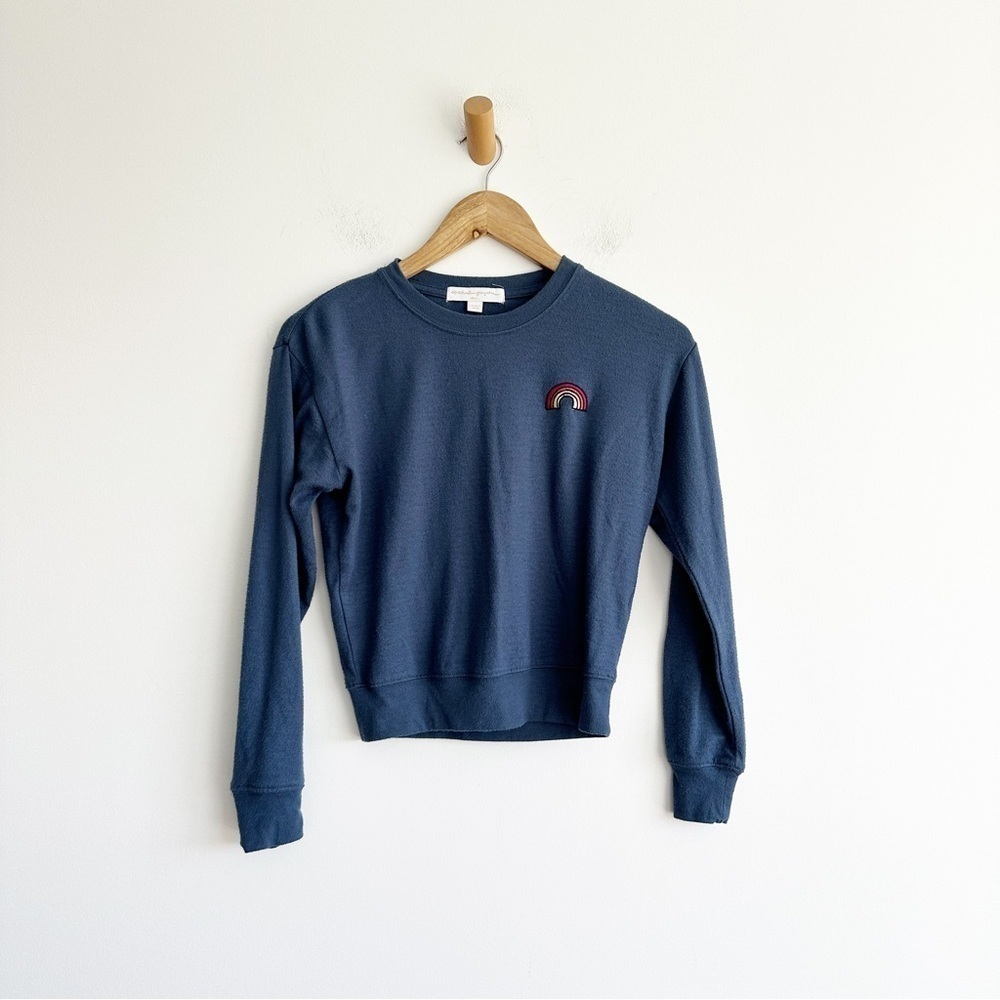 Spirtual Gangster Pullover Lightweight Sweatshirt Rainbow Chest Patch Blue XS